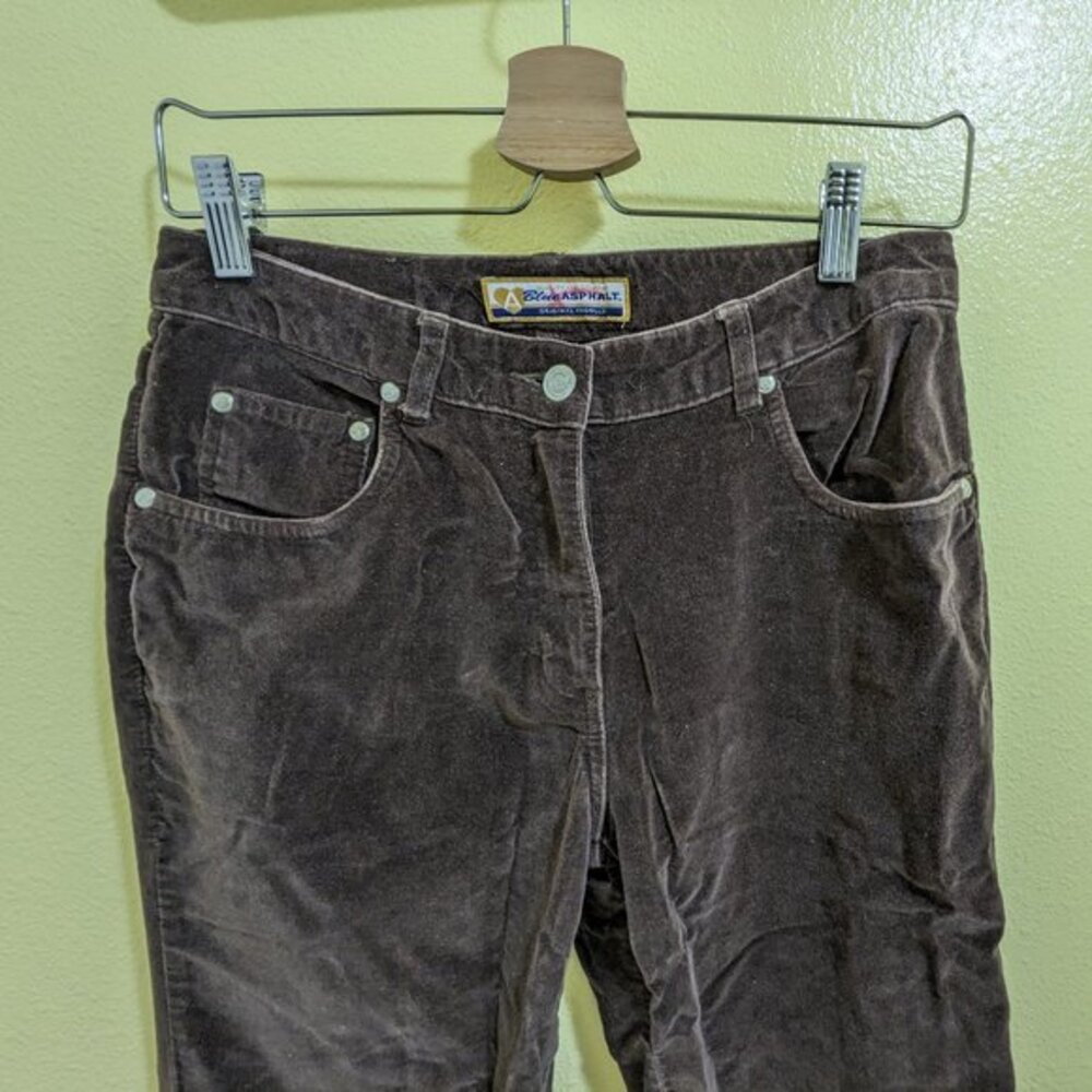 Brown Crushed Velvet‎ Velour Straight Leg Pants Sz 5/6